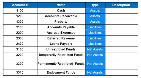 sample nonprofit chart of accounts